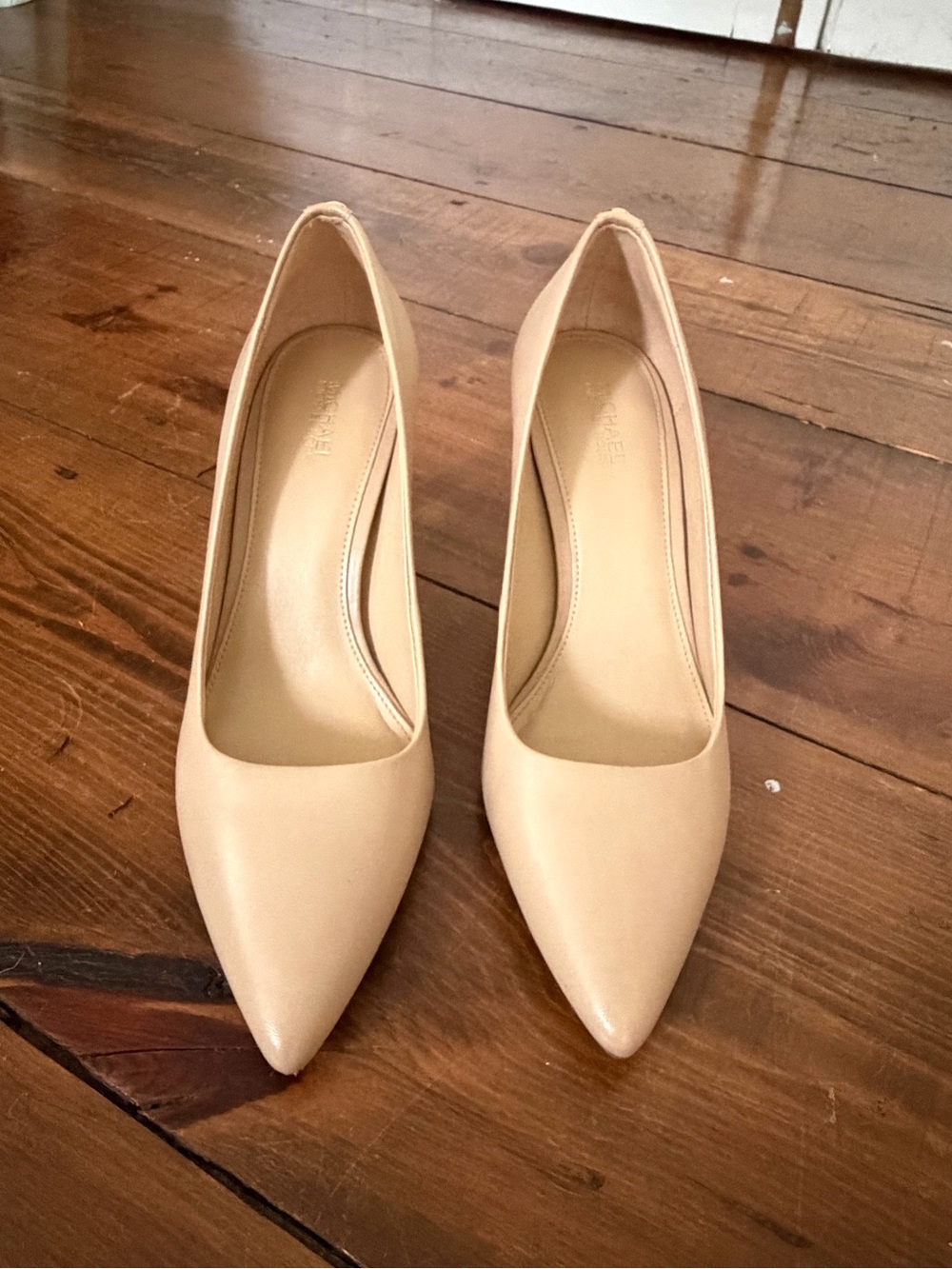 Michael Kors Beige Pointed-Toe Leather Pumps